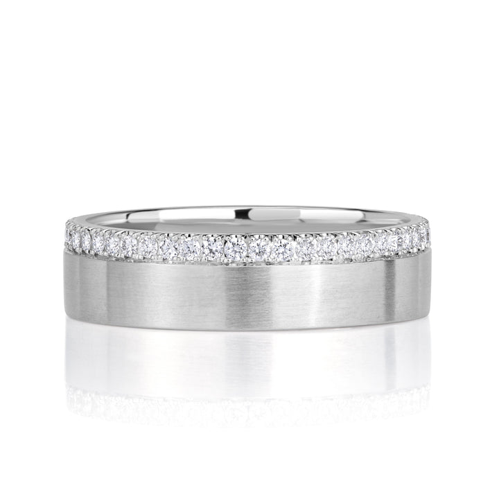 0.52ct Round Brilliant Cut Lab Diamond Mens Wedding Band in 18K White Gold