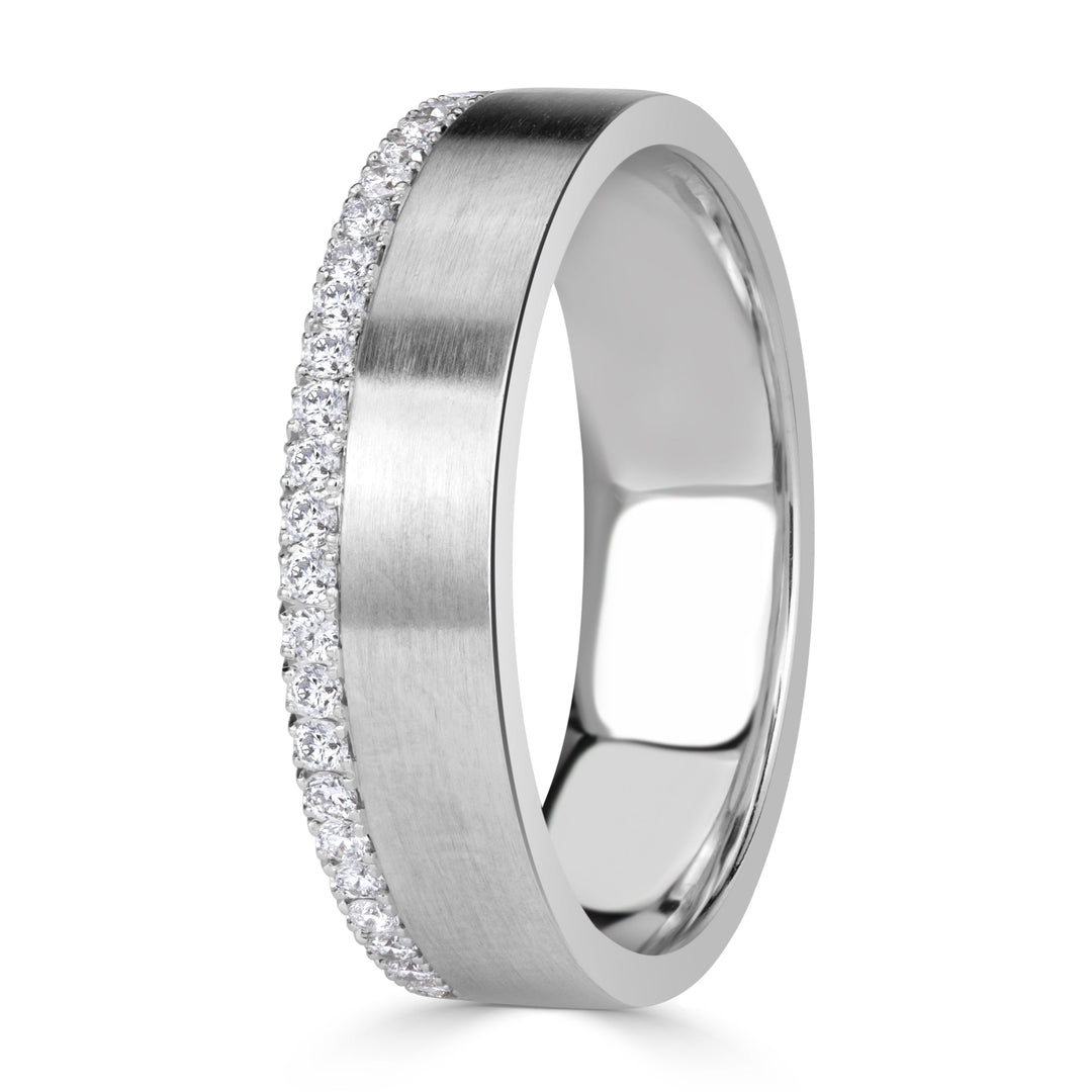 0.52ct Round Brilliant Cut Lab Diamond Mens Wedding Band in 18K White Gold