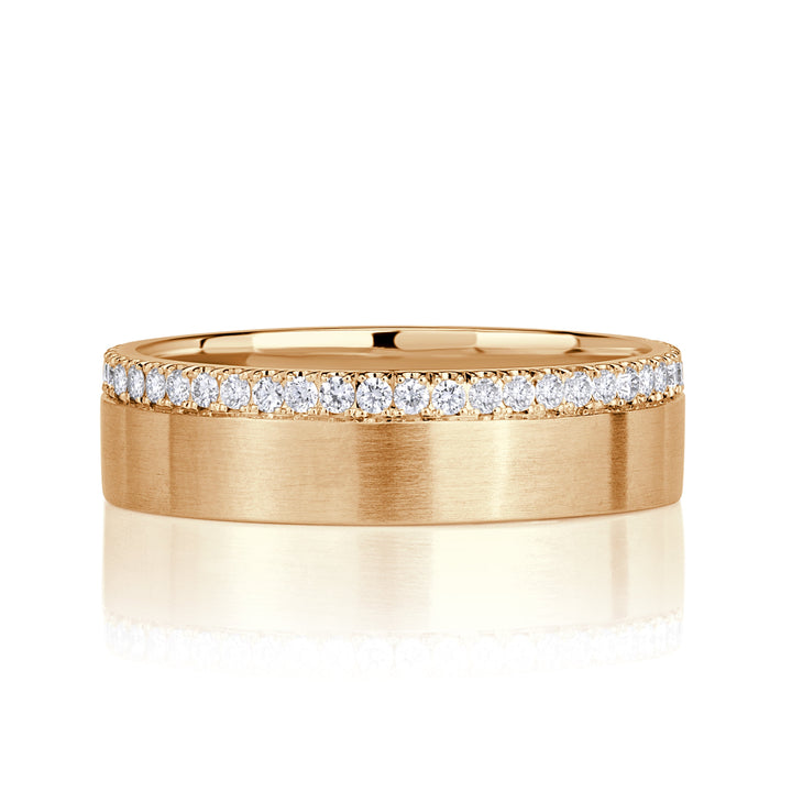 0.52ct Round Brilliant Cut Lab Diamond Mens Wedding Band in 18K Yellow Gold