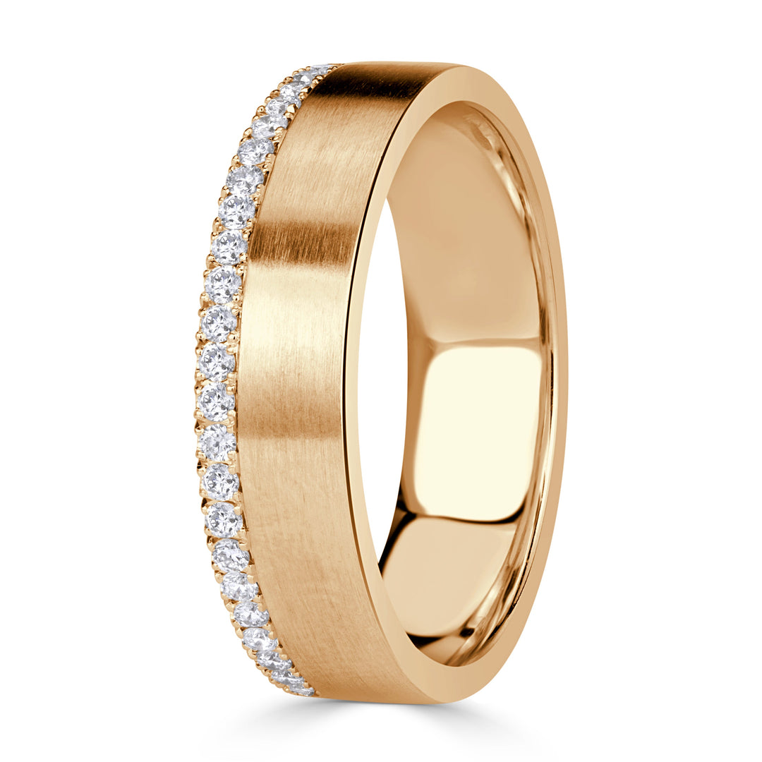 0.52ct Round Brilliant Cut Lab Diamond Mens Wedding Band in 18K Yellow Gold