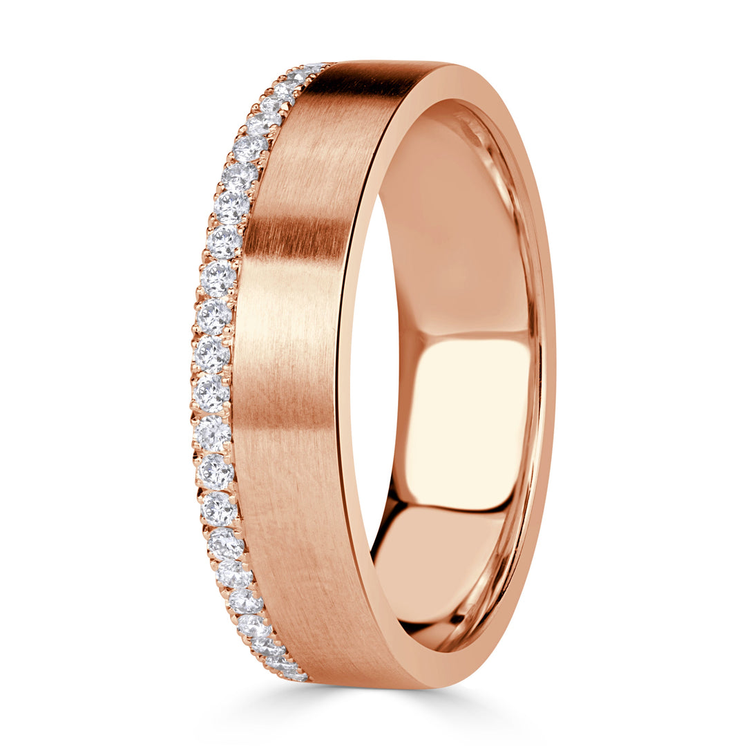 0.52ct Round Brilliant Cut Lab Diamond Mens Wedding Band in 18K Rose Gold