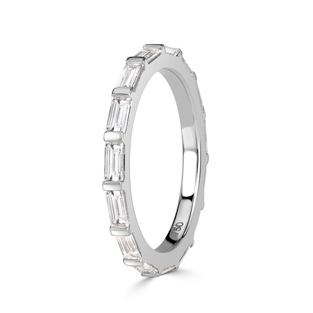 1.32ct Baguette Cut Lab Diamond Wedding Band in 18k White Gold