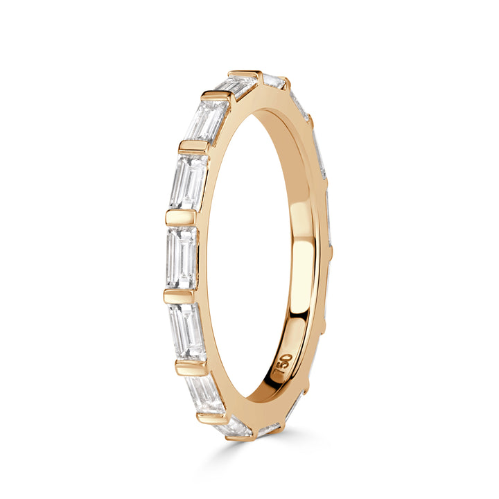 1.32ct Baguette Cut Lab Diamond Wedding Band in 18k Champagne Yellow Gold