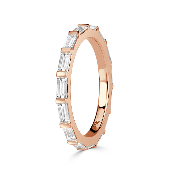 1.32ct Baguette Cut Lab Diamond Wedding Band in 18k Rose Gold