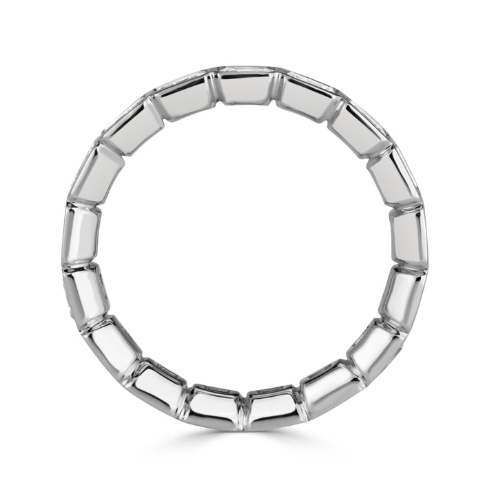 2.53ct Radiant Cut Lab Diamond Bezel Set Eternity Band in 18K White Gold