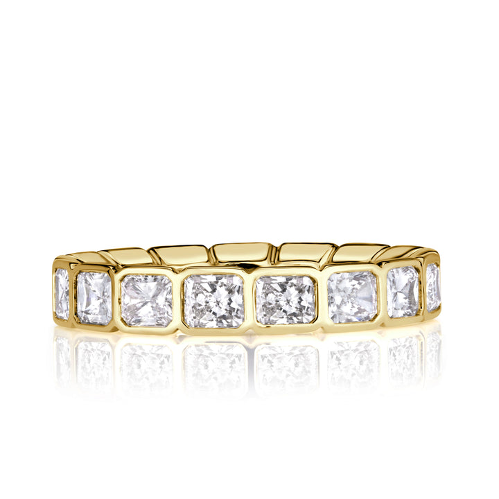 2.53ct Radiant Cut Lab Diamond Bezel Set Eternity Band in 18K Yellow Gold