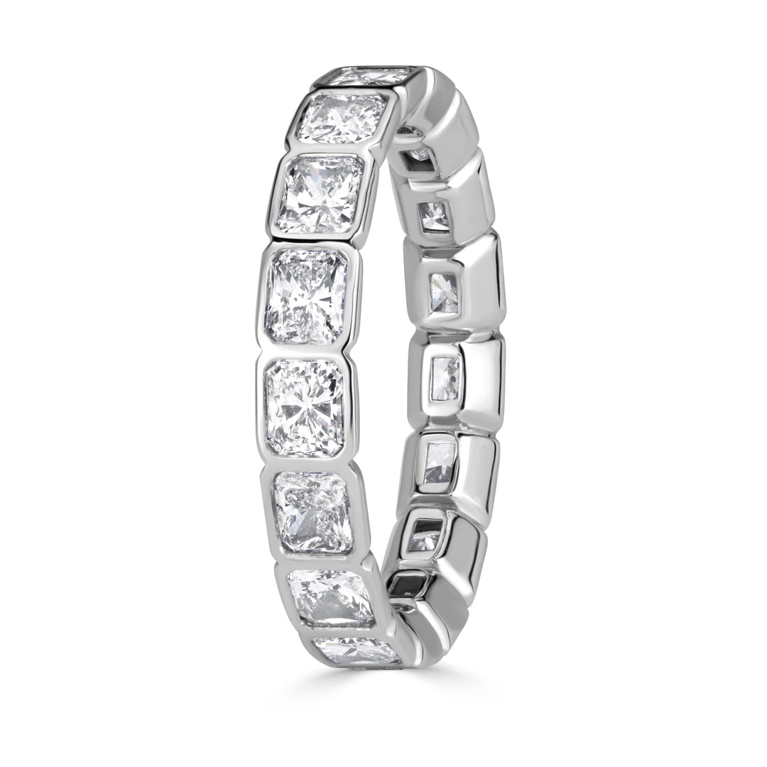 2.53ct Radiant Cut Lab Diamond Bezel Set Eternity Band in Platinum