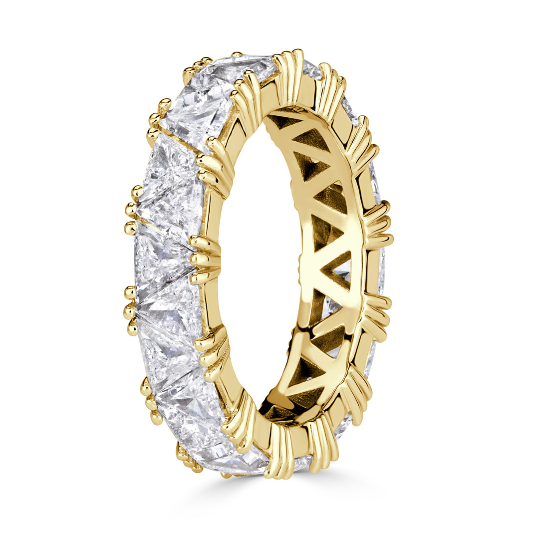 3.81ct Trillion Cut Lab Diamond Eternity Band in 18k Yellow Gold