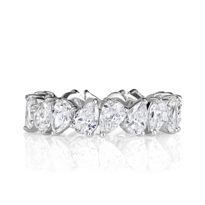 3.51ct Pear Shaped Lab Diamond Eternity Band in 18K White Gold