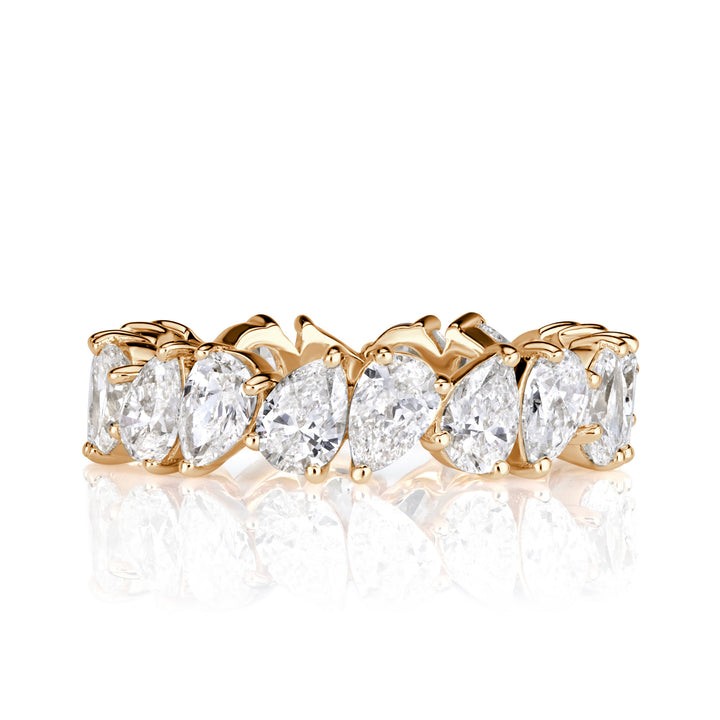 3.51ct Pear Shaped Lab Diamond Eternity Band in 18K Champagne Yellow Gold