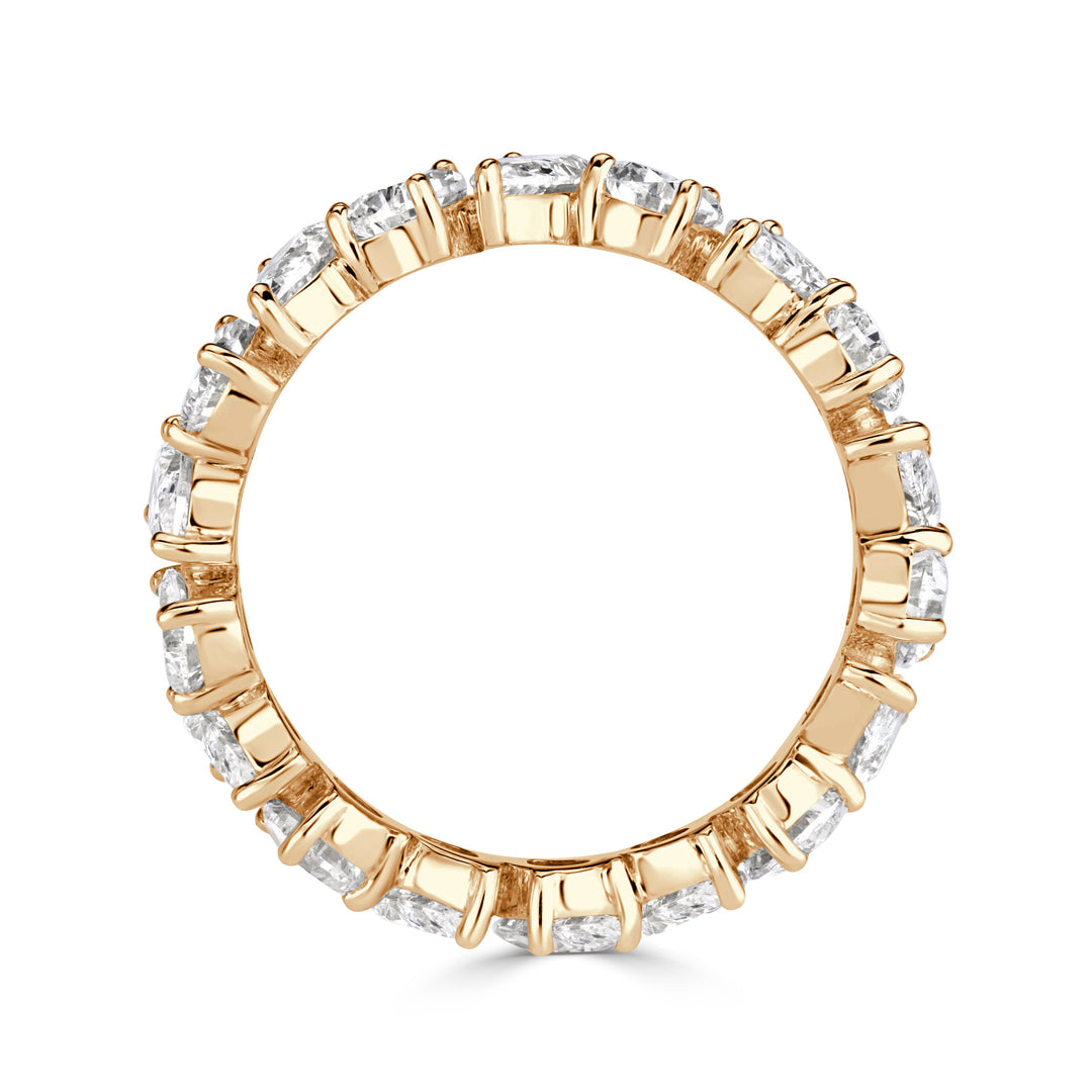 3.51ct Pear Shaped Lab Diamond Eternity Band in 18K Champagne Yellow Gold