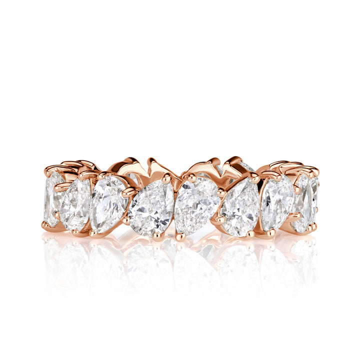 3.51ct Pear Shaped Lab Diamond Eternity Band in 18K Rose Gold