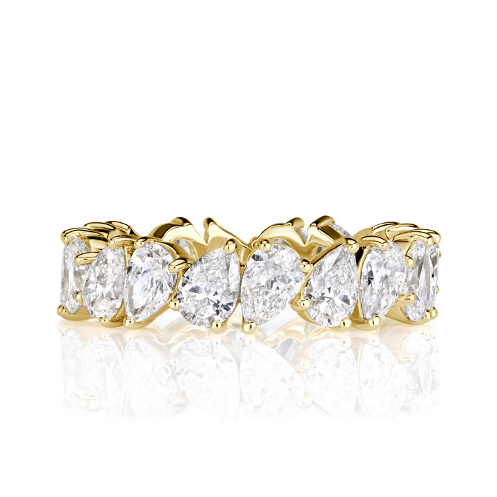 3.51ct Pear Shaped Lab Diamond Eternity Band in 18K Yellow Gold