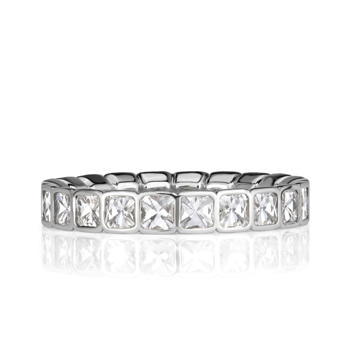 1.38ct Pixel Cut Bezel Set Lab Diamond Eternity Band in 18k White Gold