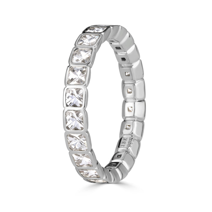 1.38ct Pixel Cut Bezel Set Lab Diamond Eternity Band in 18k White Gold