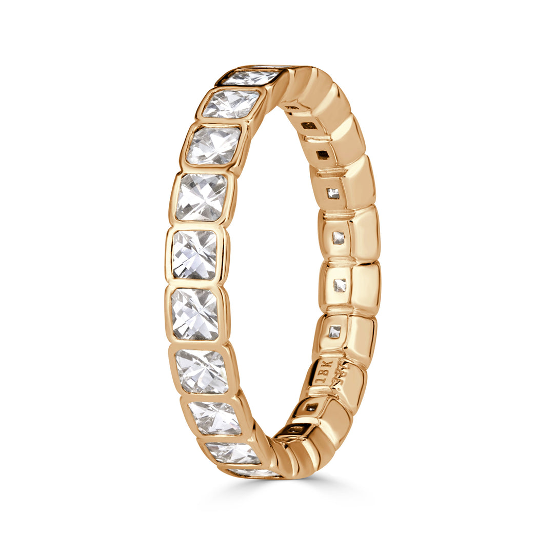 1.38ct Pixel Cut Bezel Set Lab Diamond Eternity Band in 18k Champagne Yellow Gold