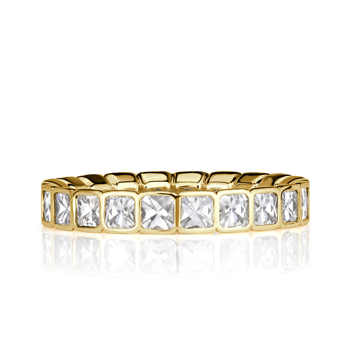 1.38ct Pixel Cut Bezel Set Lab Diamond Eternity Band in 18k Yellow Gold