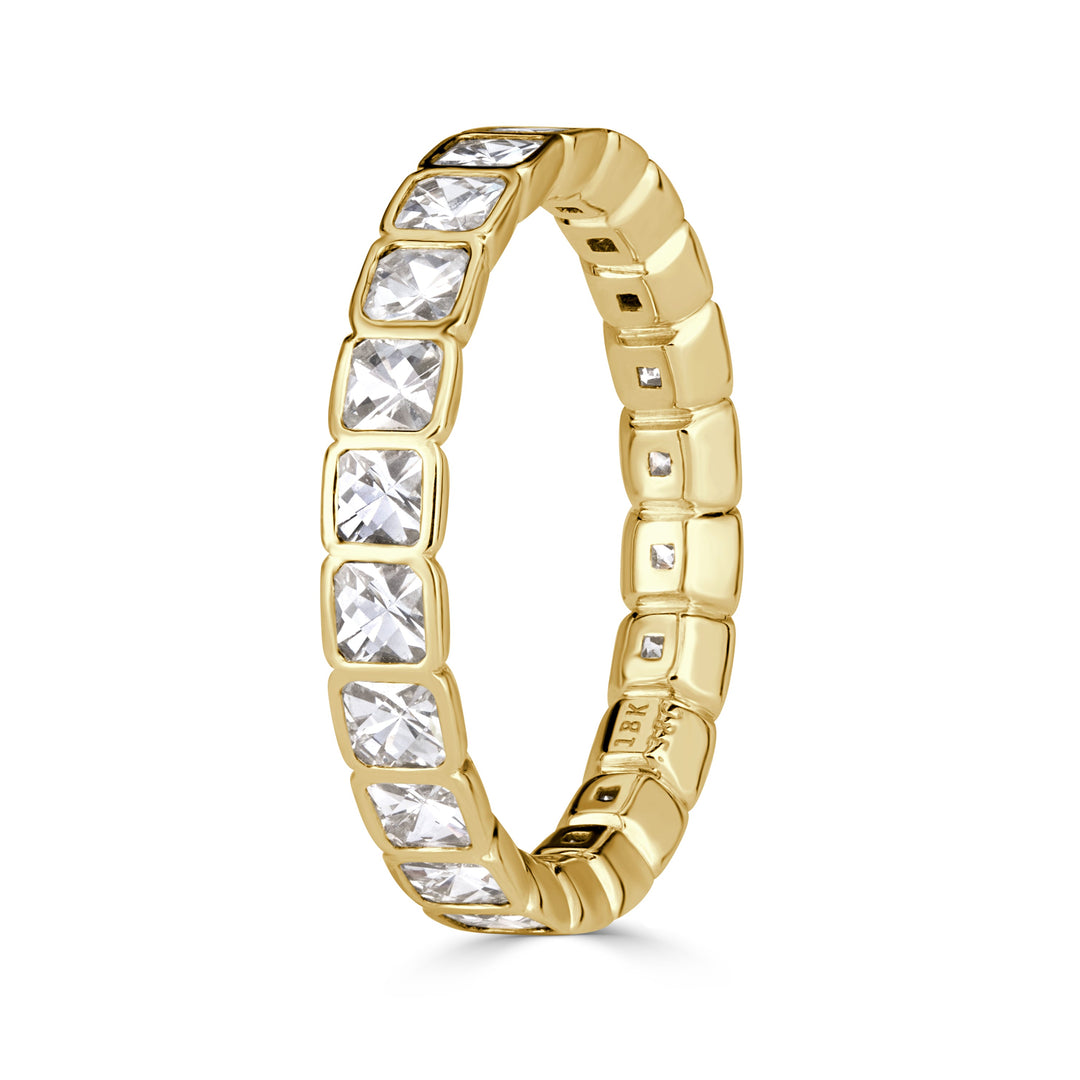 1.38ct Pixel Cut Bezel Set Lab Diamond Eternity Band in 18k Yellow Gold