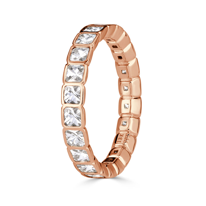 1.38ct Pixel Cut Bezel Set Lab Diamond Eternity Band in 18k Rose Gold