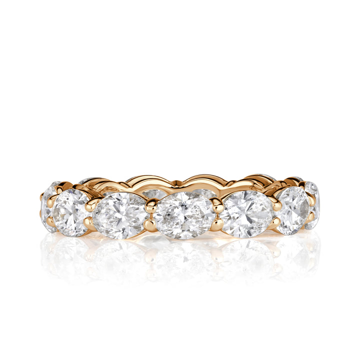 3.97ct Oval Cut Lab Diamond Eternity Band in 18K Champagne Yellow Gold