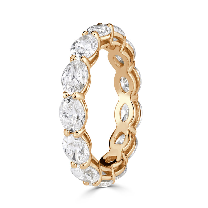 3.97ct Oval Cut Lab Diamond Eternity Band in 18K Champagne Yellow Gold