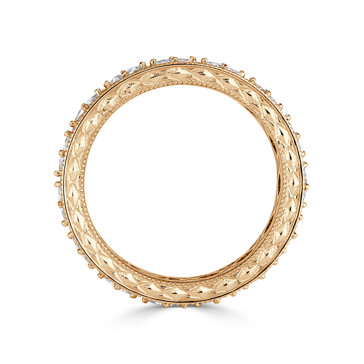 1.14ct Pixel Cut Lab Diamond Milgrain Eternity Band in 18K Champagne Yellow Gold