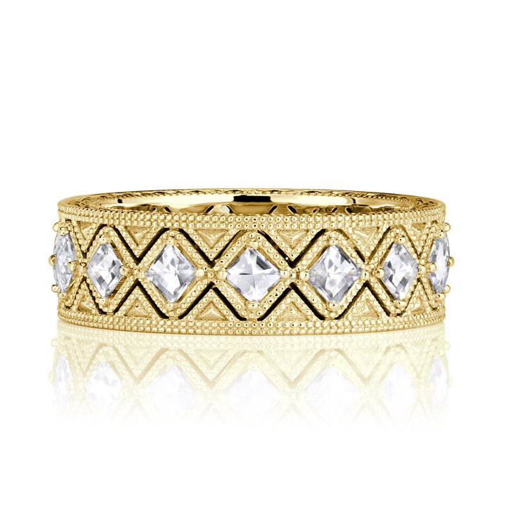 1.14ct Pixel Cut Lab Diamond Milgrain Eternity Band in 18K Yellow Gold