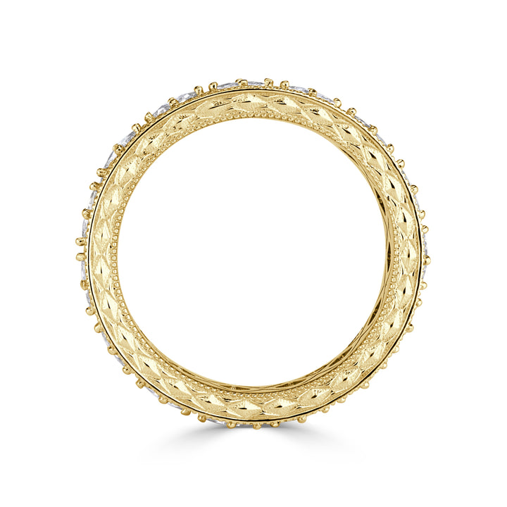 1.14ct Pixel Cut Lab Diamond Milgrain Eternity Band in 18K Yellow Gold