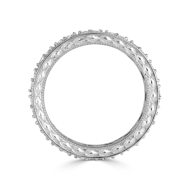 1.14ct Pixel Cut Lab Diamond Milgrain Eternity Band in Platinum