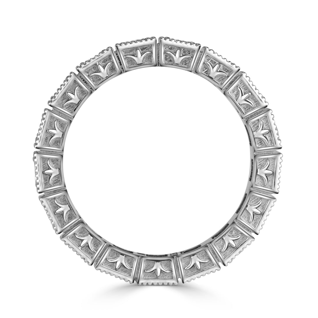 1.30 Pixel Cut Lab Diamond Milgrain Eternity Band in 18K White Gold