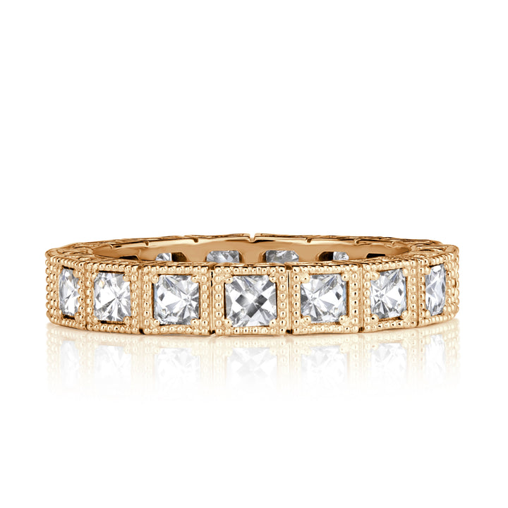 1.30 Pixel Cut Lab Diamond Milgrain Eternity Band in 18K Champagne Yellow Gold