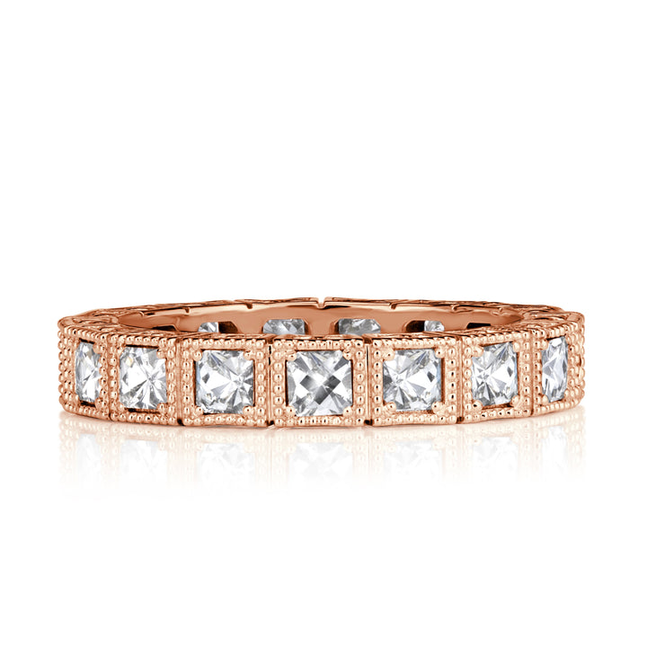 1.30 Pixel Cut Lab Diamond Milgrain Eternity Band in 18K Rose Gold