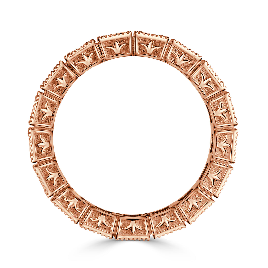 1.30 Pixel Cut Lab Diamond Milgrain Eternity Band in 18K Rose Gold