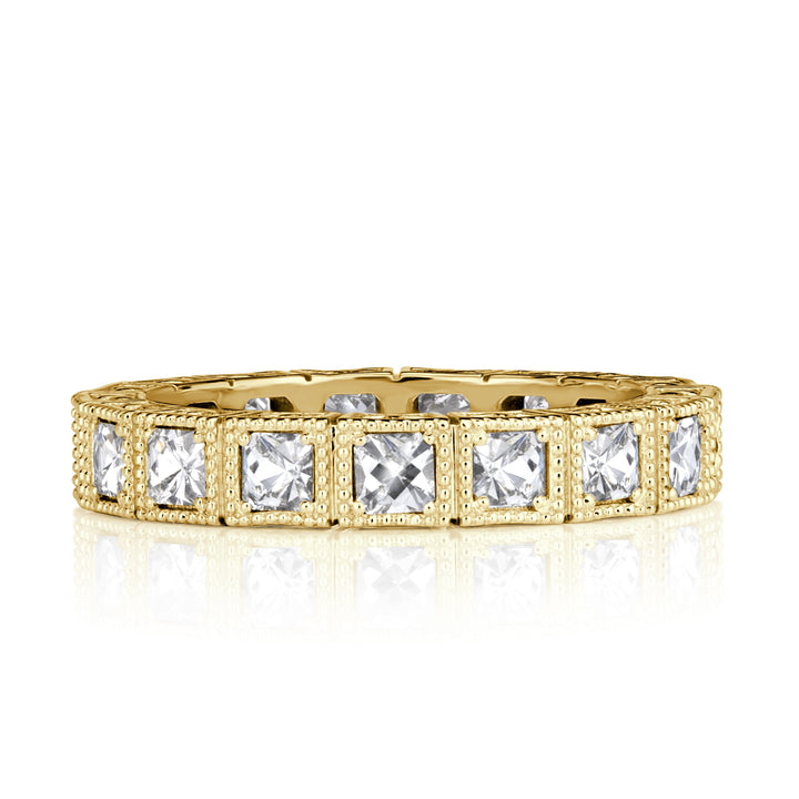 1.30 Pixel Cut Lab Diamond Milgrain Eternity Band in 18K Yellow Gold