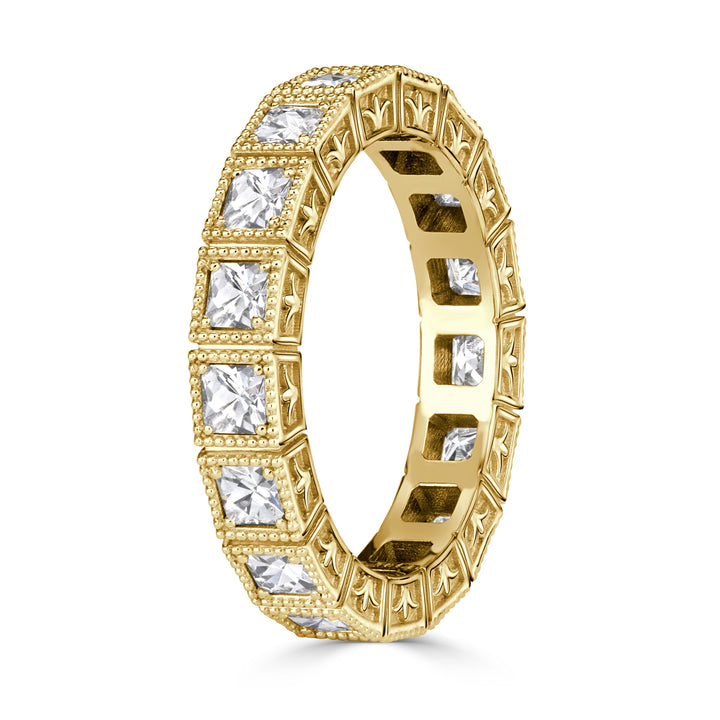 1.30 Pixel Cut Lab Diamond Milgrain Eternity Band in 18K Yellow Gold