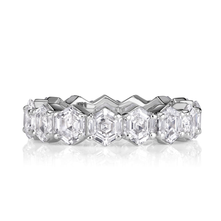 5.15 Hexagon Cut Lab Diamond Eternity Band in 18K White Gold