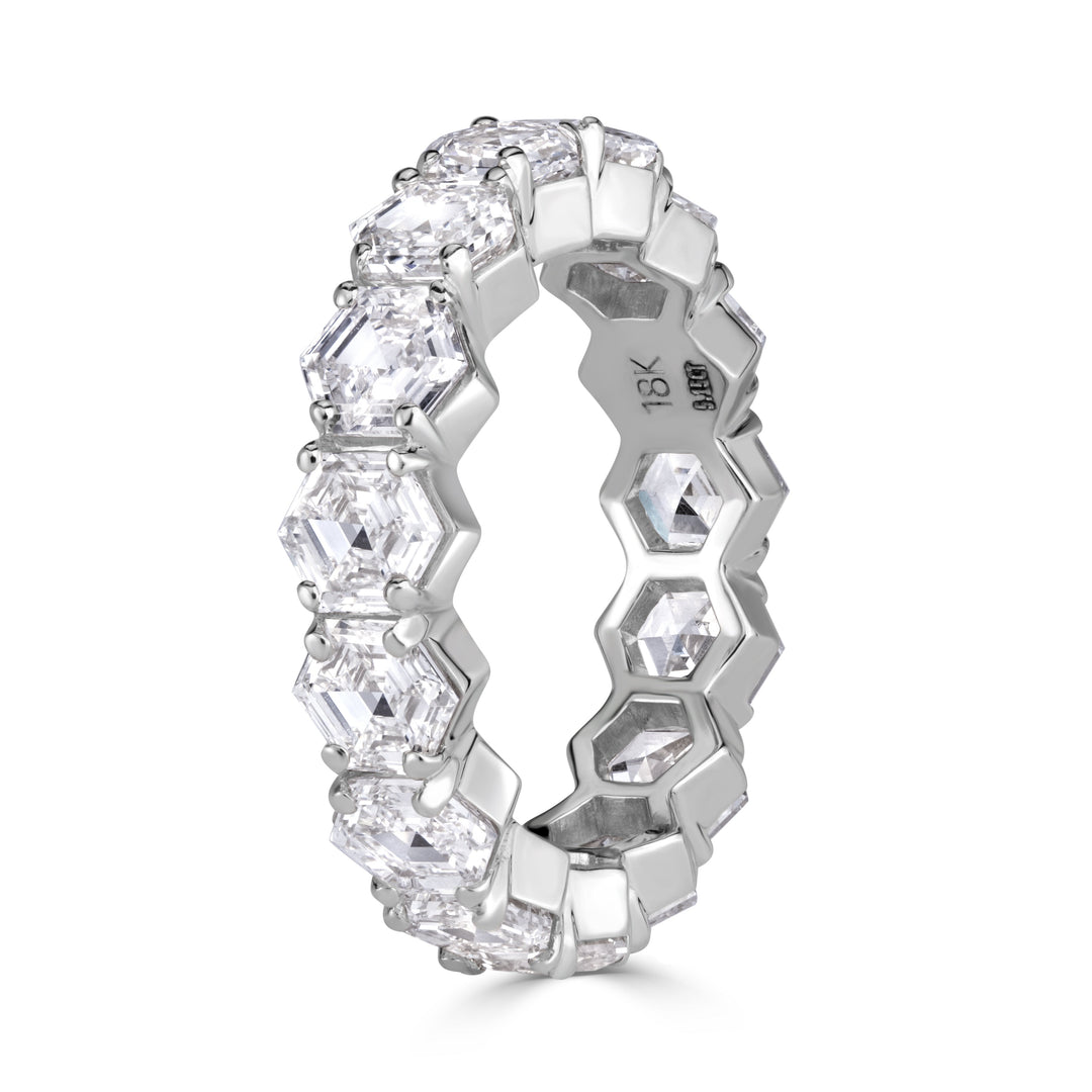 5.15 Hexagon Cut Lab Diamond Eternity Band in 18K White Gold