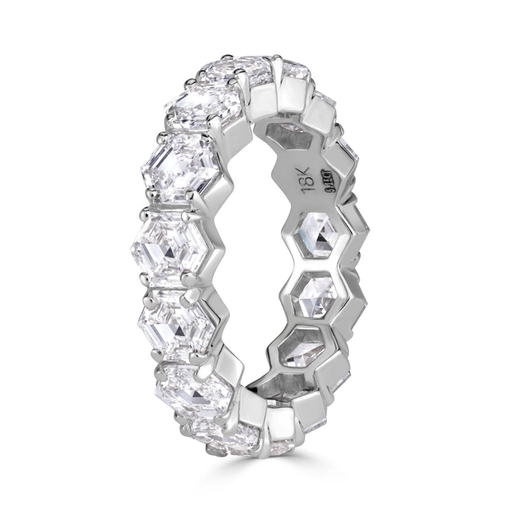 5.15 Hexagon Cut Lab Diamond Eternity Band in 18K White Gold