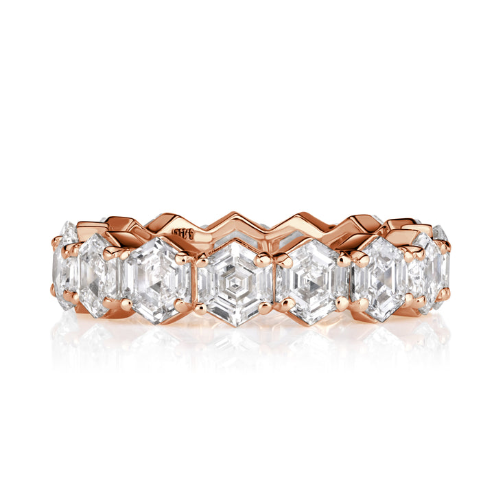 5.15 Hexagon Cut Lab Diamond Eternity Band in 18K Rose Gold