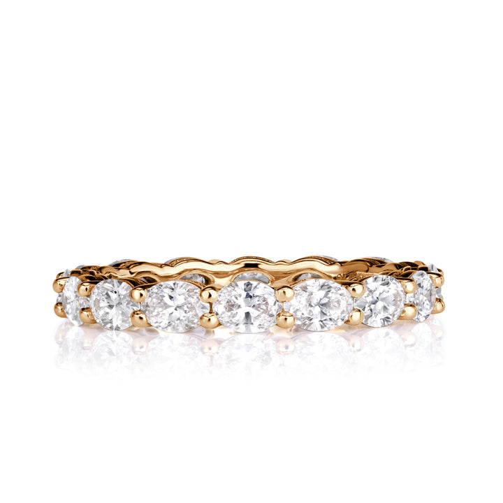 2.00ct Oval Cut Lab Diamond Eternity Band in 18k Champagne Yellow Gold