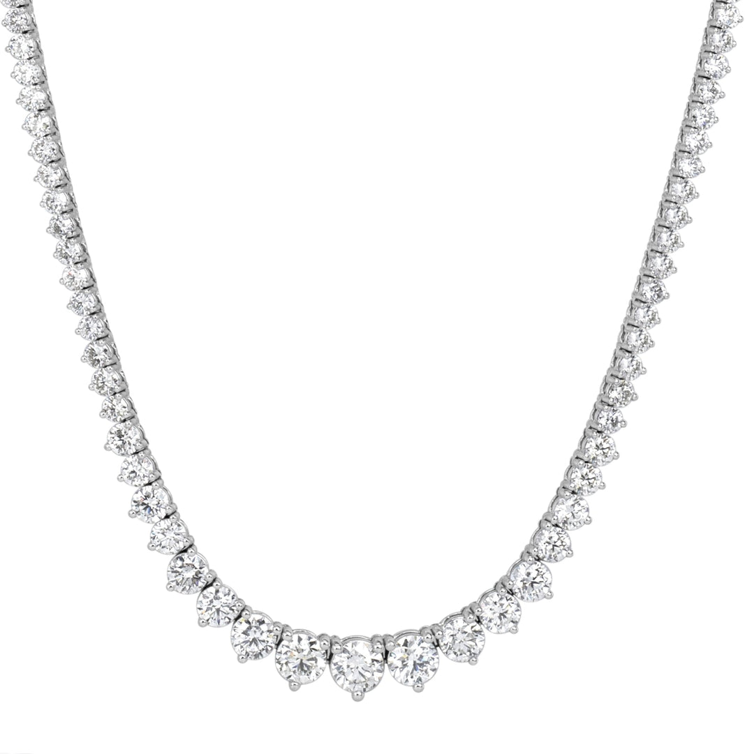 14.79ct Round Brilliant Cut Lab Diamond Graduated Tennis Necklace in 14K White Gold