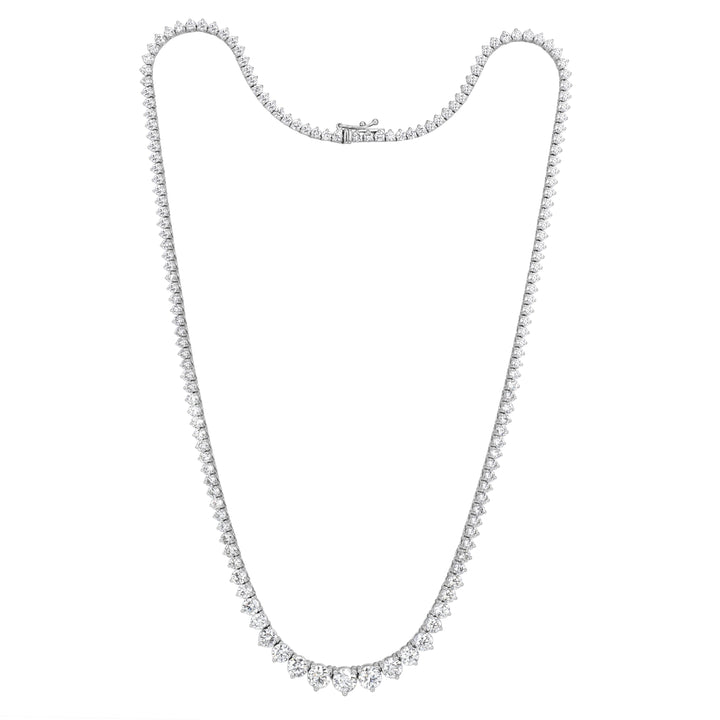 14.79ct Round Brilliant Cut Lab Diamond Graduated Tennis Necklace in 14K White Gold