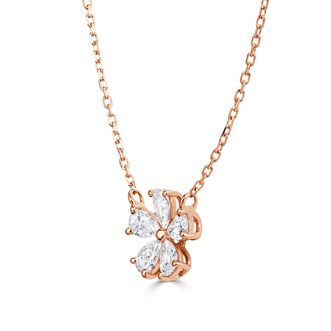 0.48ct Pear Shaped Lab Diamond Floral Pendant in 18K Rose Gold