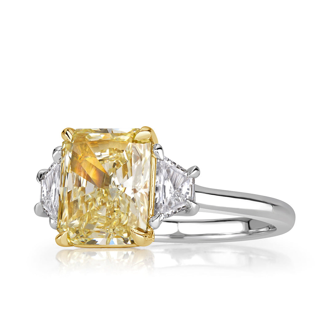 2.84ct Fancy Light Yellow Radiant Cut Lab Diamond Engagement Ring