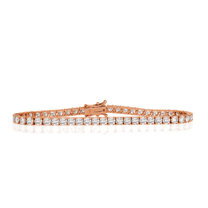 4.55ct Round Brilliant Cut Lab Diamond Tennis Bracelet in 18k Rose Gold