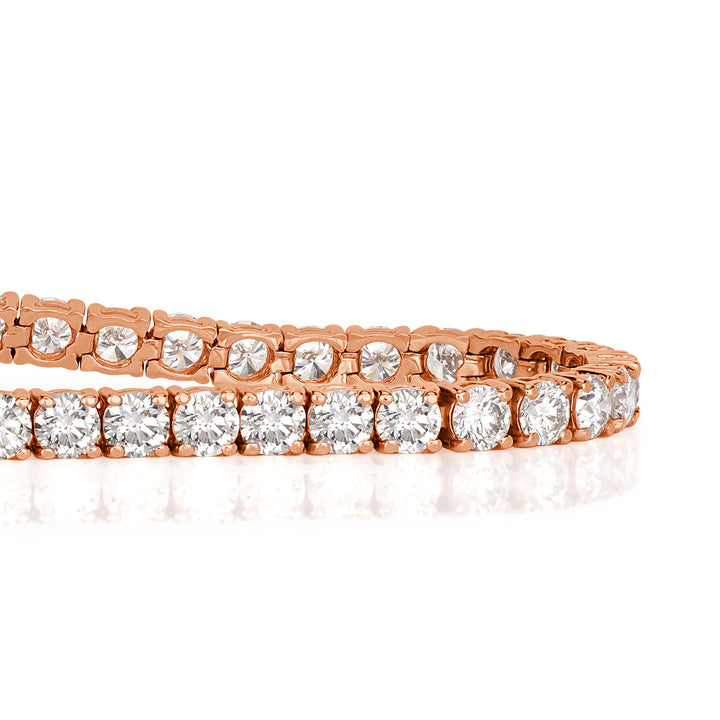 4.55ct Round Brilliant Cut Lab Diamond Tennis Bracelet in 18k Rose Gold