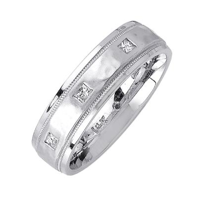 6mm Mens White Gold Lab Diamond Wedding Bands