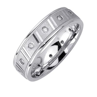 6mm Mens White Gold Lab Diamond Wedding Band