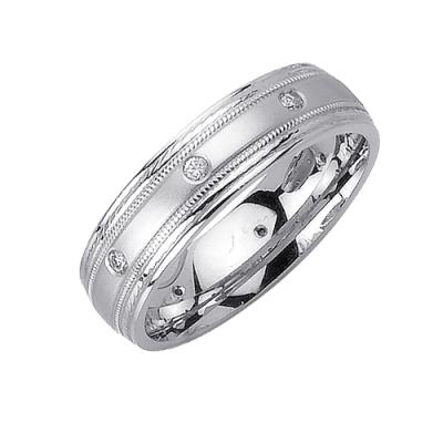 6mm Mens White Gold Lab Diamond Wedding Bands