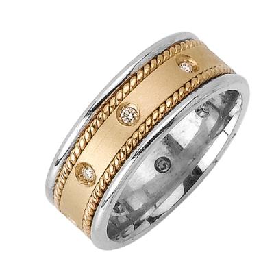 8.5mm Mens Two Tone Lab Diamond Wedding Bands